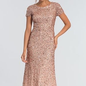 Adrianna Papell rose gold sequin/beaded dress